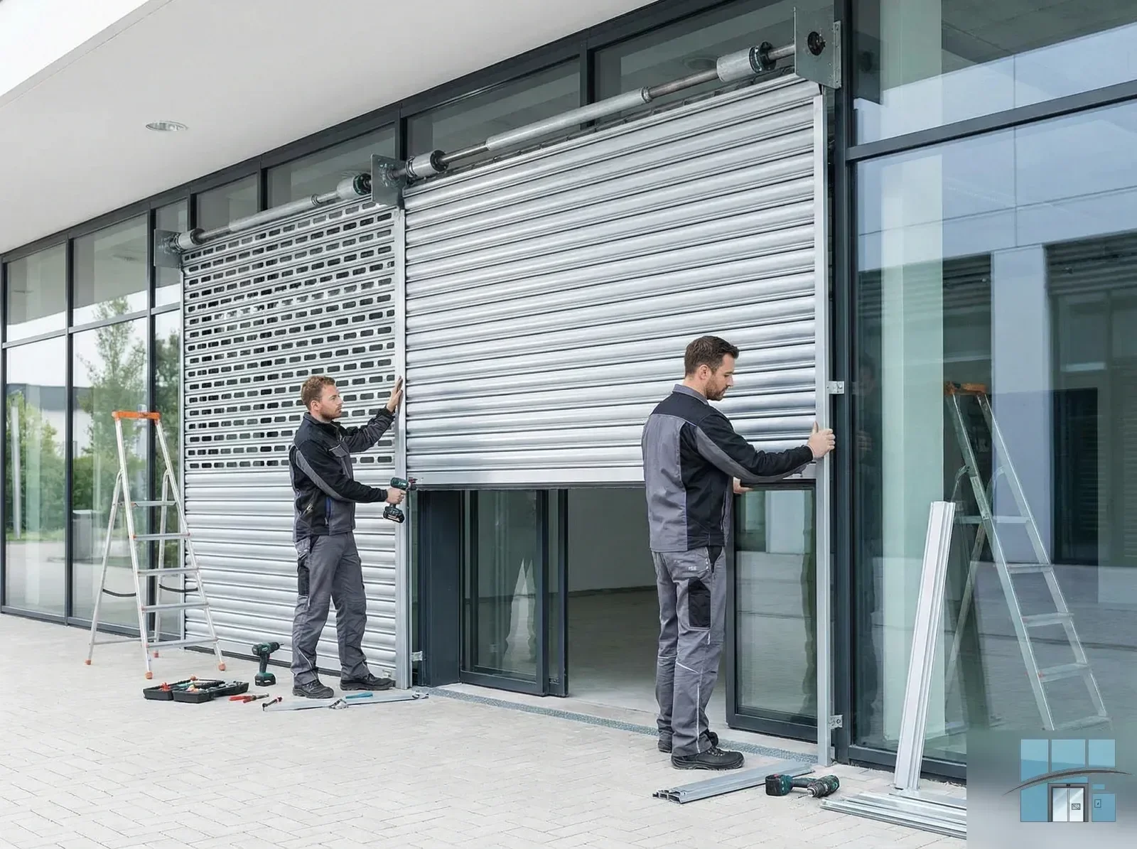 Монтаж рольставней на витрину