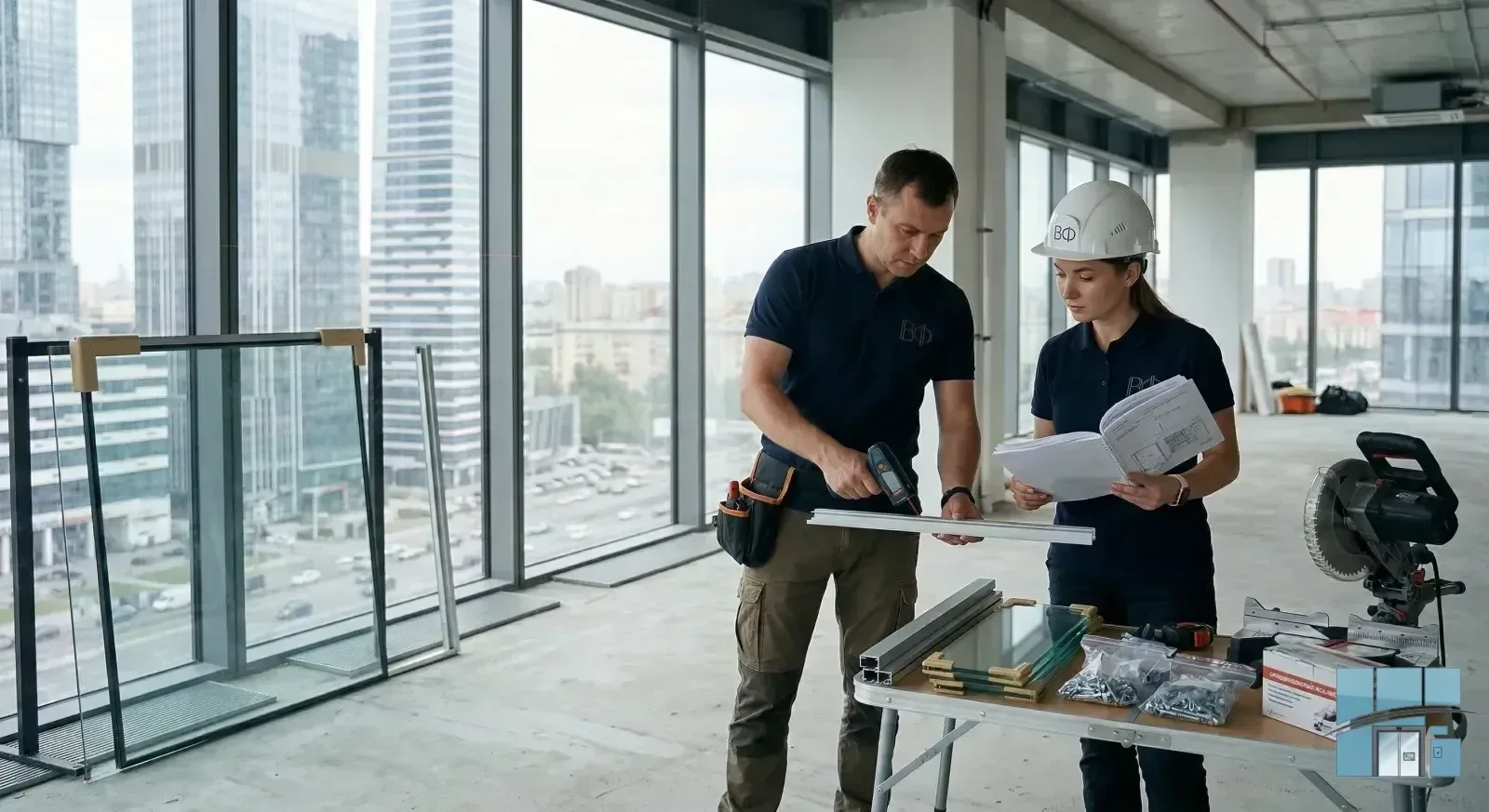 Офис — зонирование перегородками — фото